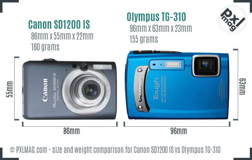 Canon SD1200 IS vs Olympus TG-310 size comparison Canon SD1200 IS vs Olympus TG-310 size comparison