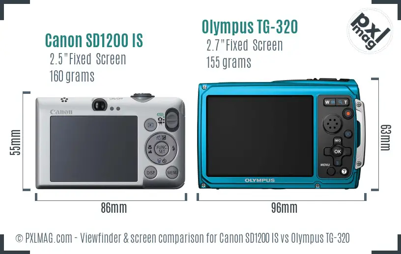 Canon SD1200 IS vs Olympus TG-320 Screen and Viewfinder comparison