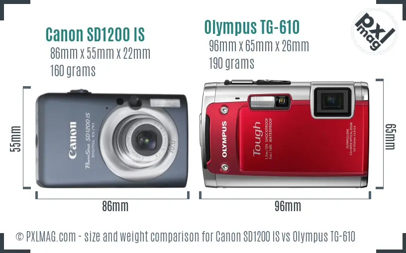 Canon SD1200 IS vs Olympus TG-610 size comparison