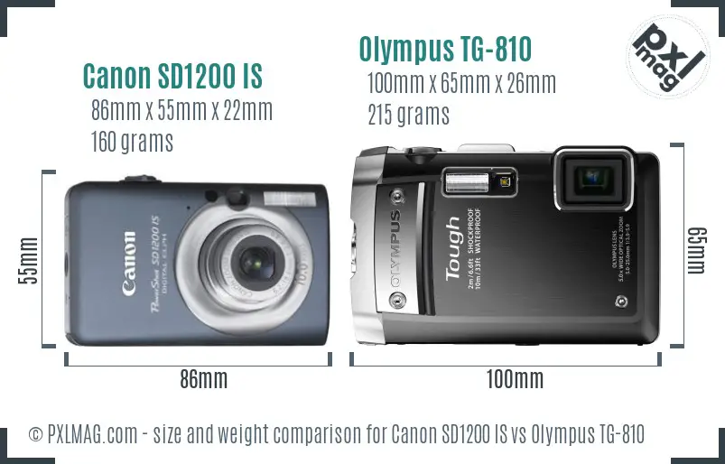 Canon SD1200 IS vs Olympus TG-810 size comparison