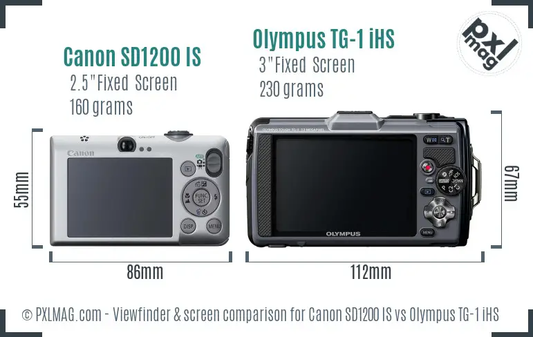 Canon SD1200 IS vs Olympus TG-1 iHS Screen and Viewfinder comparison