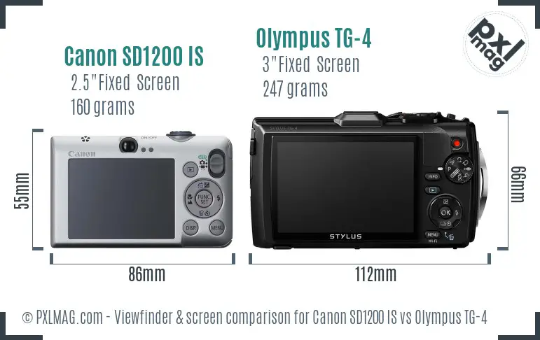 Canon SD1200 IS vs Olympus TG-4 Screen and Viewfinder comparison Canon SD1200 IS vs Olympus TG-4 Screen and Viewfinder comparison