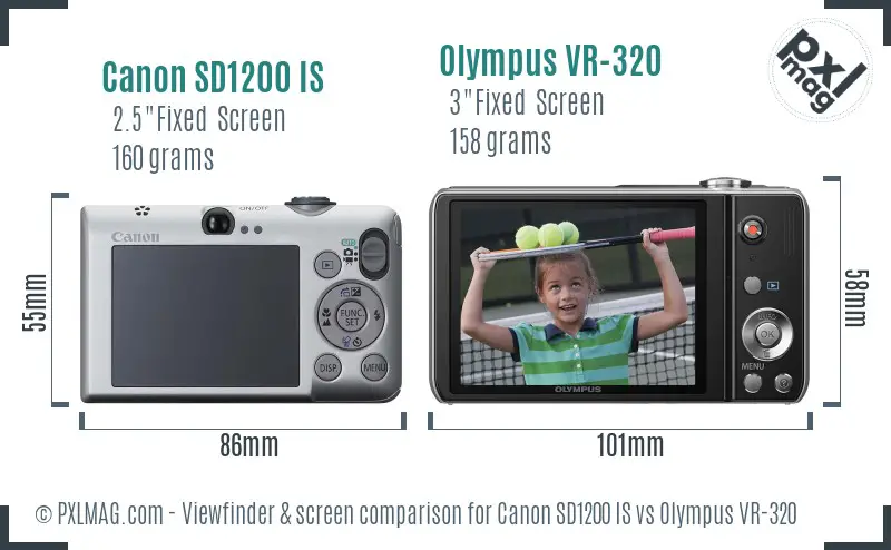 Canon SD1200 IS vs Olympus VR-320 Screen and Viewfinder comparison