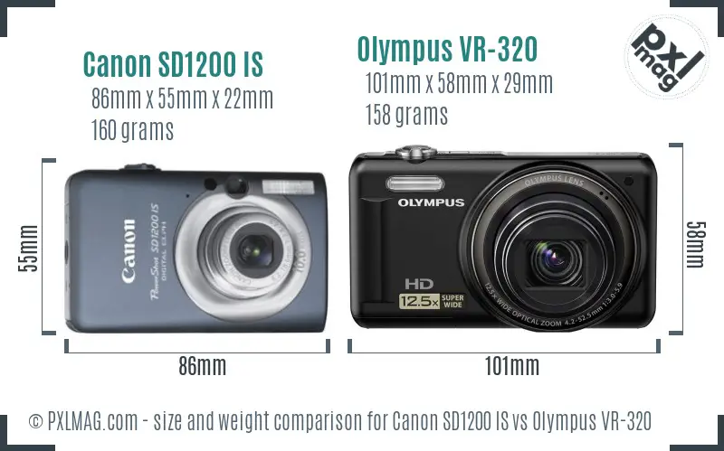 Canon SD1200 IS vs Olympus VR-320 size comparison