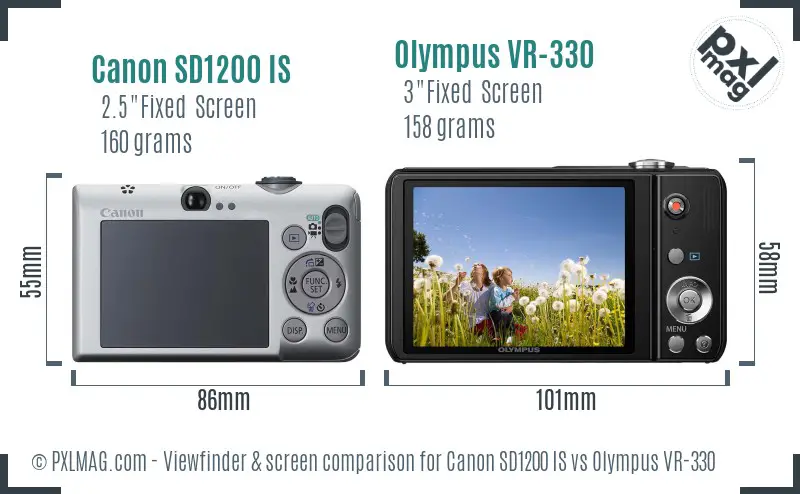Canon SD1200 IS vs Olympus VR-330 Screen and Viewfinder comparison Canon SD1200 IS vs Olympus VR-330 Screen and Viewfinder comparison