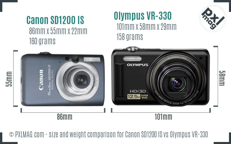 Canon SD1200 IS vs Olympus VR-330 size comparison Canon SD1200 IS vs Olympus VR-330 size comparison