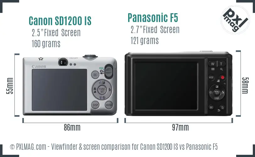 Canon SD1200 IS vs Panasonic F5 Screen and Viewfinder comparison Canon SD1200 IS vs Panasonic F5 Screen and Viewfinder comparison