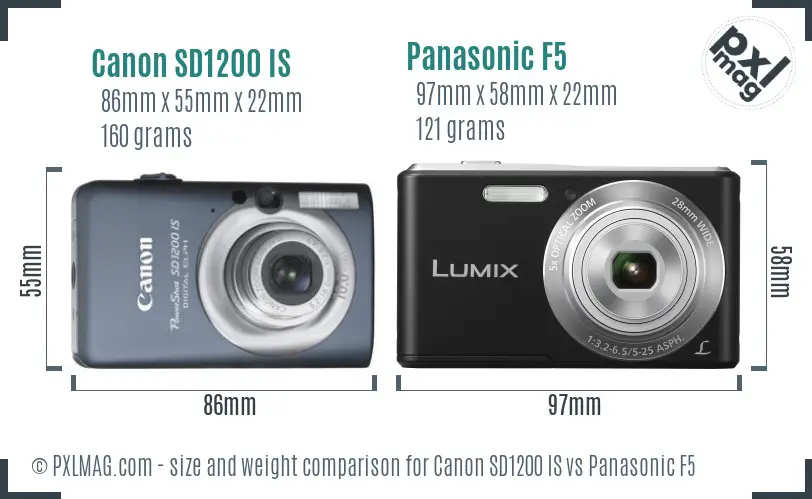 Canon SD1200 IS vs Panasonic F5 size comparison Canon SD1200 IS vs Panasonic F5 size comparison