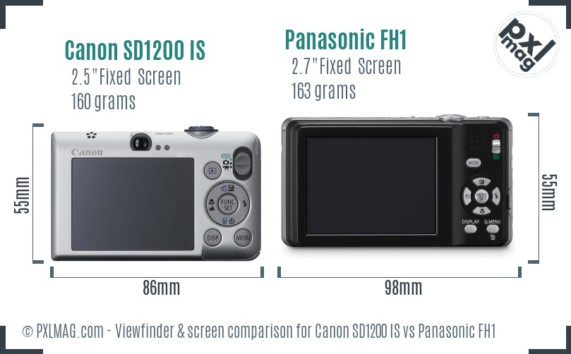 Canon SD1200 IS vs Panasonic FH1 Screen and Viewfinder comparison