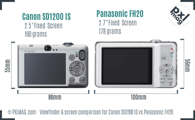 Canon SD1200 IS vs Panasonic FH20 Screen and Viewfinder comparison