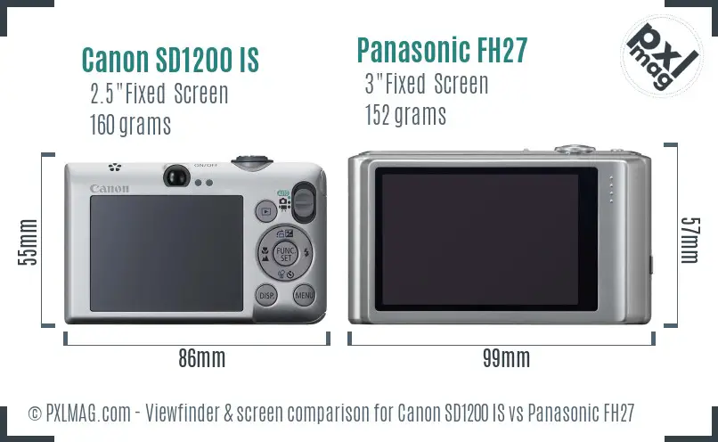 Canon SD1200 IS vs Panasonic FH27 Screen and Viewfinder comparison