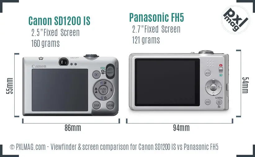 Canon SD1200 IS vs Panasonic FH5 Screen and Viewfinder comparison Canon SD1200 IS vs Panasonic FH5 Screen and Viewfinder comparison