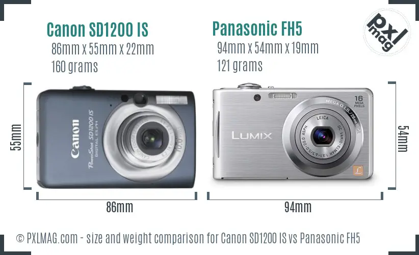 Canon SD1200 IS vs Panasonic FH5 size comparison Canon SD1200 IS vs Panasonic FH5 size comparison