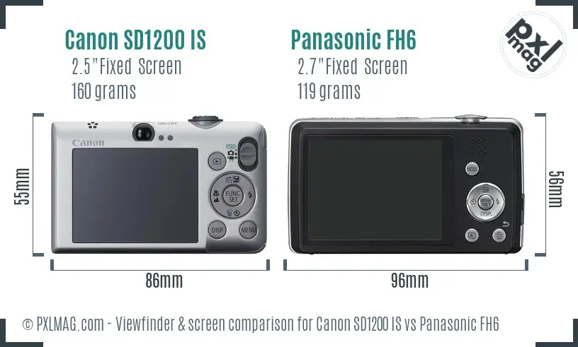 Canon SD1200 IS vs Panasonic FH6 Screen and Viewfinder comparison Canon SD1200 IS vs Panasonic FH6 Screen and Viewfinder comparison