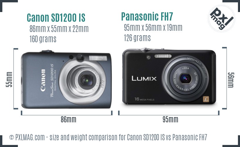Canon SD1200 IS vs Panasonic FH7 size comparison Canon SD1200 IS vs Panasonic FH7 size comparison