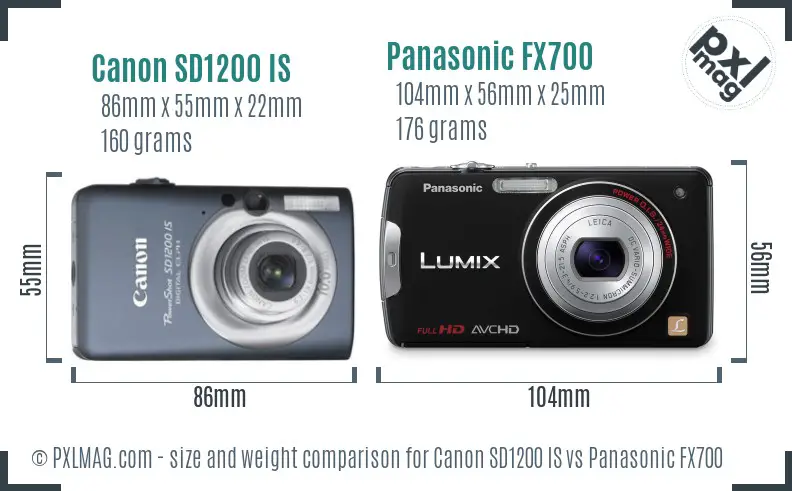 Canon SD1200 IS vs Panasonic FX700 size comparison