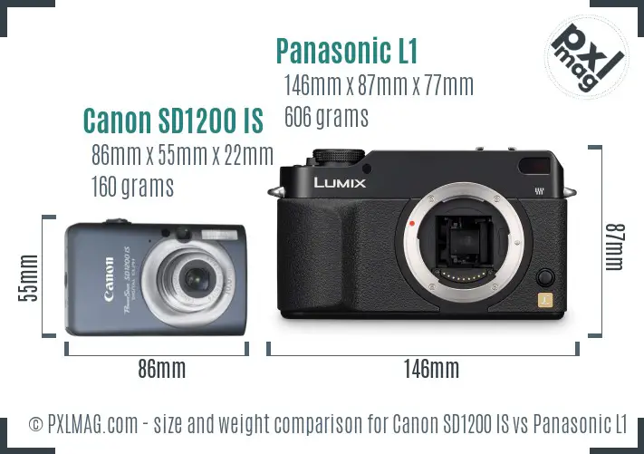 Canon SD1200 IS vs Panasonic L1 size comparison