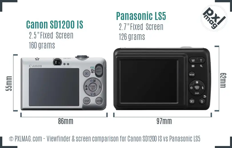 Canon SD1200 IS vs Panasonic LS5 Screen and Viewfinder comparison Canon SD1200 IS vs Panasonic LS5 Screen and Viewfinder comparison