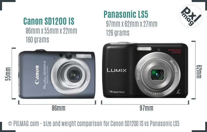 Canon SD1200 IS vs Panasonic LS5 size comparison Canon SD1200 IS vs Panasonic LS5 size comparison