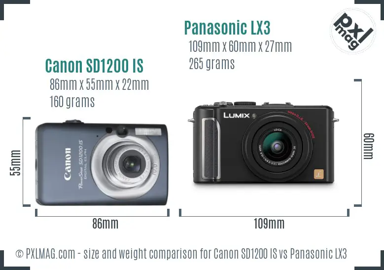 Canon SD1200 IS vs Panasonic LX3 size comparison