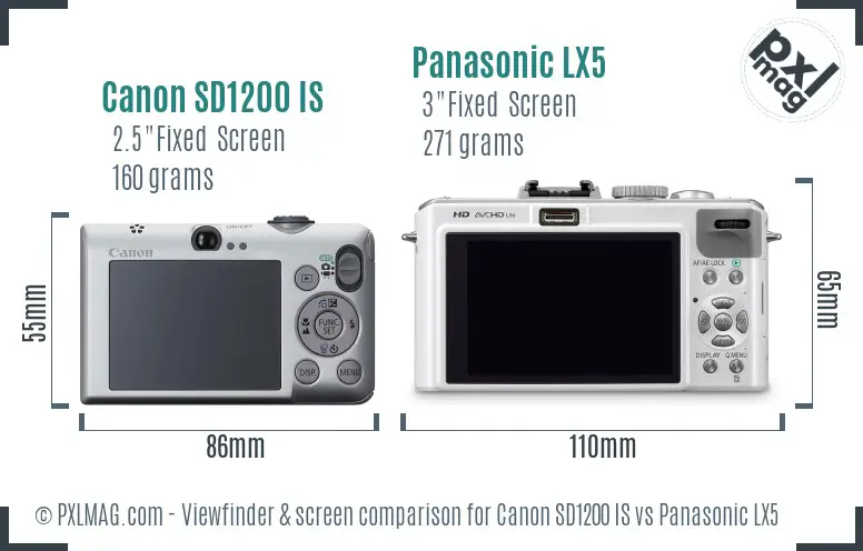 Canon SD1200 IS vs Panasonic LX5 Screen and Viewfinder comparison Canon SD1200 IS vs Panasonic LX5 Screen and Viewfinder comparison