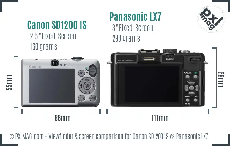 Canon SD1200 IS vs Panasonic LX7 Screen and Viewfinder comparison Canon SD1200 IS vs Panasonic LX7 Screen and Viewfinder comparison