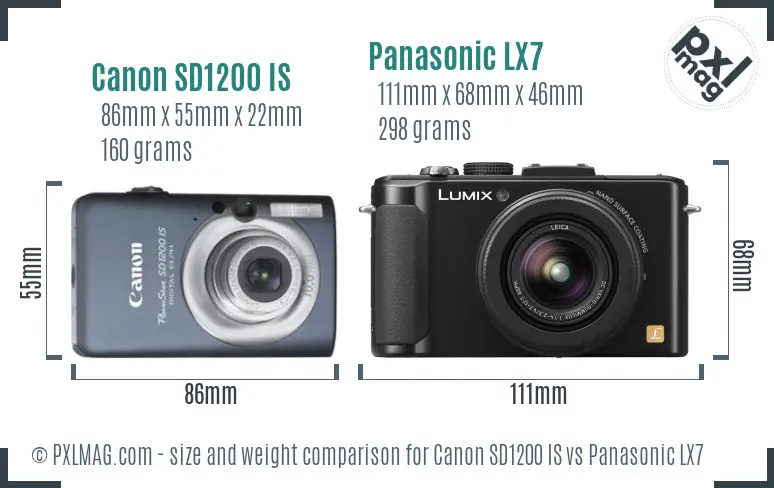 Canon SD1200 IS vs Panasonic LX7 size comparison Canon SD1200 IS vs Panasonic LX7 size comparison