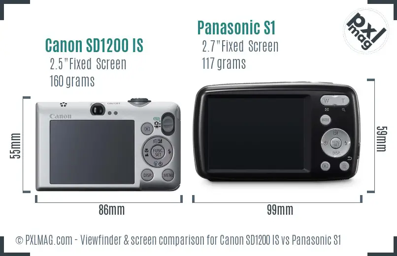 Canon SD1200 IS vs Panasonic S1 Screen and Viewfinder comparison Canon SD1200 IS vs Panasonic S1 Screen and Viewfinder comparison