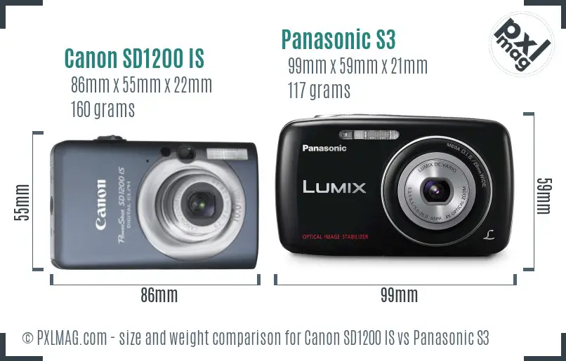 Canon SD1200 IS vs Panasonic S3 size comparison Canon SD1200 IS vs Panasonic S3 size comparison