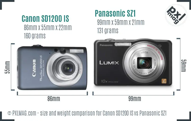 Canon SD1200 IS vs Panasonic SZ1 size comparison Canon SD1200 IS vs Panasonic SZ1 size comparison