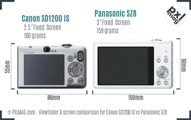 Canon SD1200 IS vs Panasonic SZ8 Screen and Viewfinder comparison Canon SD1200 IS vs Panasonic SZ8 Screen and Viewfinder comparison