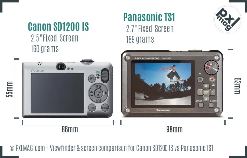 Canon SD1200 IS vs Panasonic TS1 Screen and Viewfinder comparison