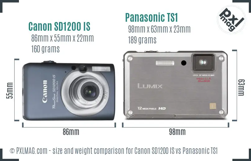 Canon SD1200 IS vs Panasonic TS1 size comparison Canon SD1200 IS vs Panasonic TS1 size comparison