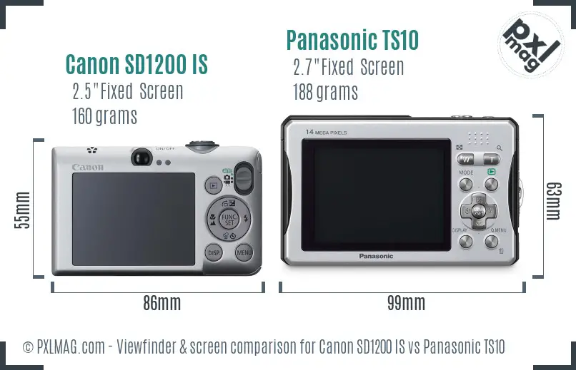 Canon SD1200 IS vs Panasonic TS10 Screen and Viewfinder comparison