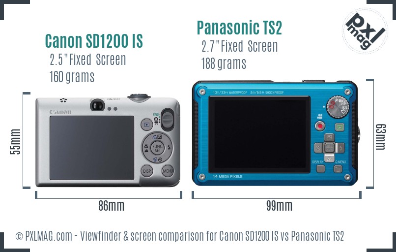 Canon SD1200 IS vs Panasonic TS2 Screen and Viewfinder comparison
