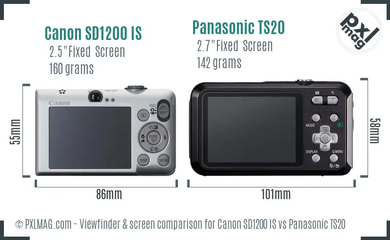 Canon SD1200 IS vs Panasonic TS20 Screen and Viewfinder comparison