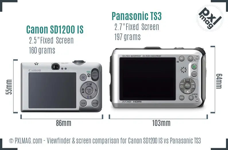 Canon SD1200 IS vs Panasonic TS3 Screen and Viewfinder comparison