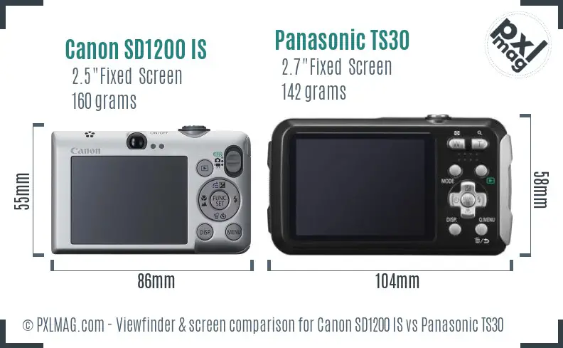 Canon SD1200 IS vs Panasonic TS30 Screen and Viewfinder comparison