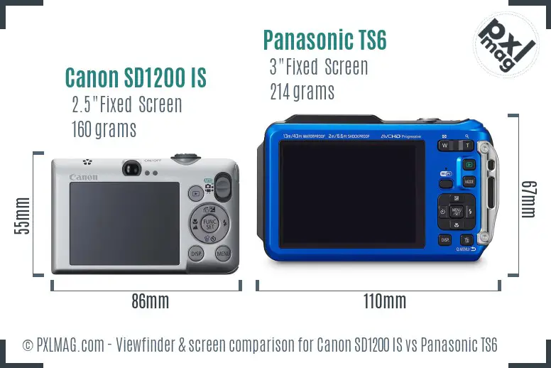 Canon SD1200 IS vs Panasonic TS6 Screen and Viewfinder comparison Canon SD1200 IS vs Panasonic TS6 Screen and Viewfinder comparison