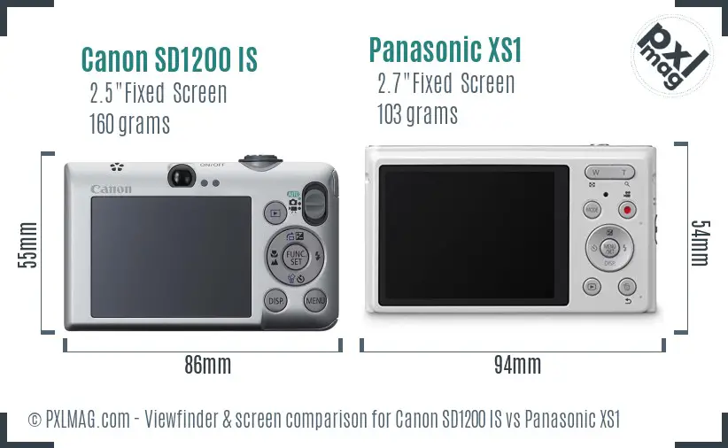 Canon SD1200 IS vs Panasonic XS1 Screen and Viewfinder comparison Canon SD1200 IS vs Panasonic XS1 Screen and Viewfinder comparison