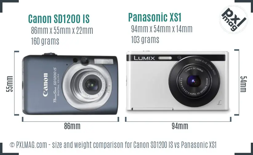 Canon SD1200 IS vs Panasonic XS1 size comparison Canon SD1200 IS vs Panasonic XS1 size comparison