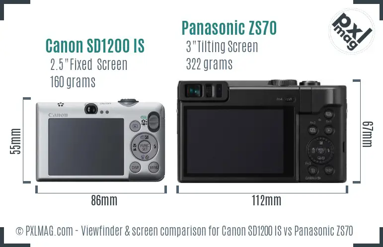 Canon SD1200 IS vs Panasonic ZS70 Screen and Viewfinder comparison Canon SD1200 IS vs Panasonic ZS70 Screen and Viewfinder comparison