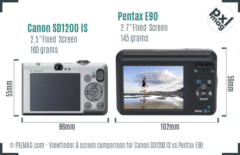 Canon SD1200 IS vs Pentax E90 Screen and Viewfinder comparison Canon SD1200 IS vs Pentax E90 Screen and Viewfinder comparison