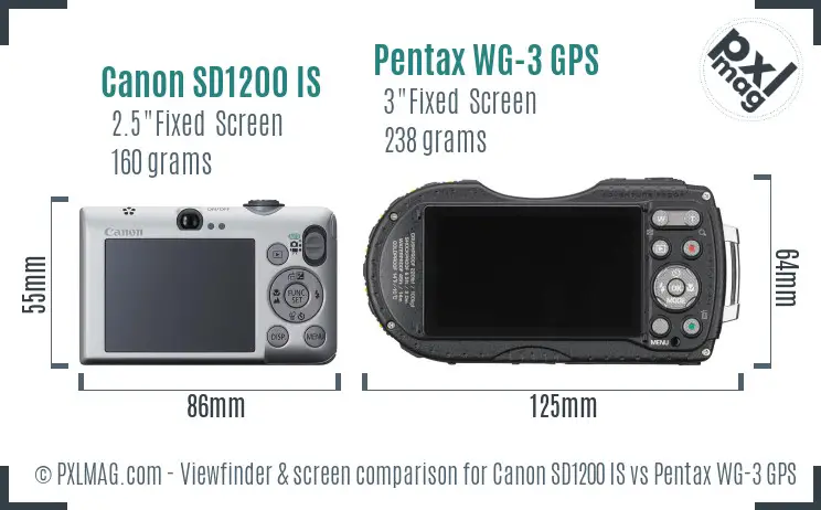 Canon SD1200 IS vs Pentax WG-3 GPS Screen and Viewfinder comparison Canon SD1200 IS vs Pentax WG-3 GPS Screen and Viewfinder comparison