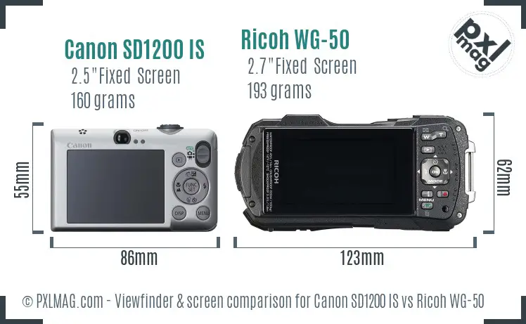 Canon SD1200 IS vs Ricoh WG-50 Screen and Viewfinder comparison Canon SD1200 IS vs Ricoh WG-50 Screen and Viewfinder comparison