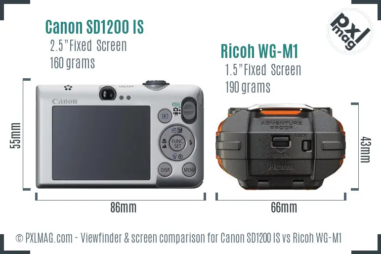 Canon SD1200 IS vs Ricoh WG-M1 Screen and Viewfinder comparison Canon SD1200 IS vs Ricoh WG-M1 Screen and Viewfinder comparison