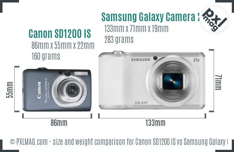 Canon SD1200 IS vs Samsung Galaxy Camera 2 size comparison