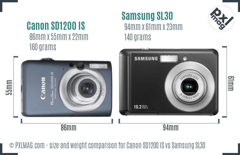 Canon SD1200 IS vs Samsung SL30 size comparison Canon SD1200 IS vs Samsung SL30 size comparison