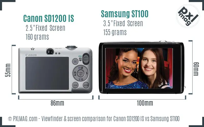 Canon SD1200 IS vs Samsung ST100 Screen and Viewfinder comparison Canon SD1200 IS vs Samsung ST100 Screen and Viewfinder comparison