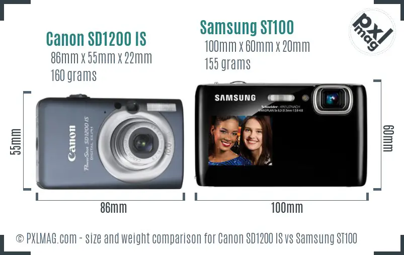 Canon SD1200 IS vs Samsung ST100 size comparison Canon SD1200 IS vs Samsung ST100 size comparison